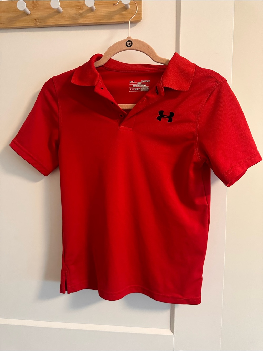 Under Armour Red Boys' Short Sleeve Polo with Black Logo